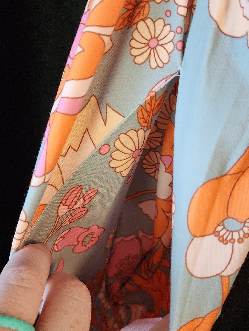 Grace Karin Floral Maxi Dress 2XL Retro Blue Orange Print Pockets Boho - Picture 6 of 7